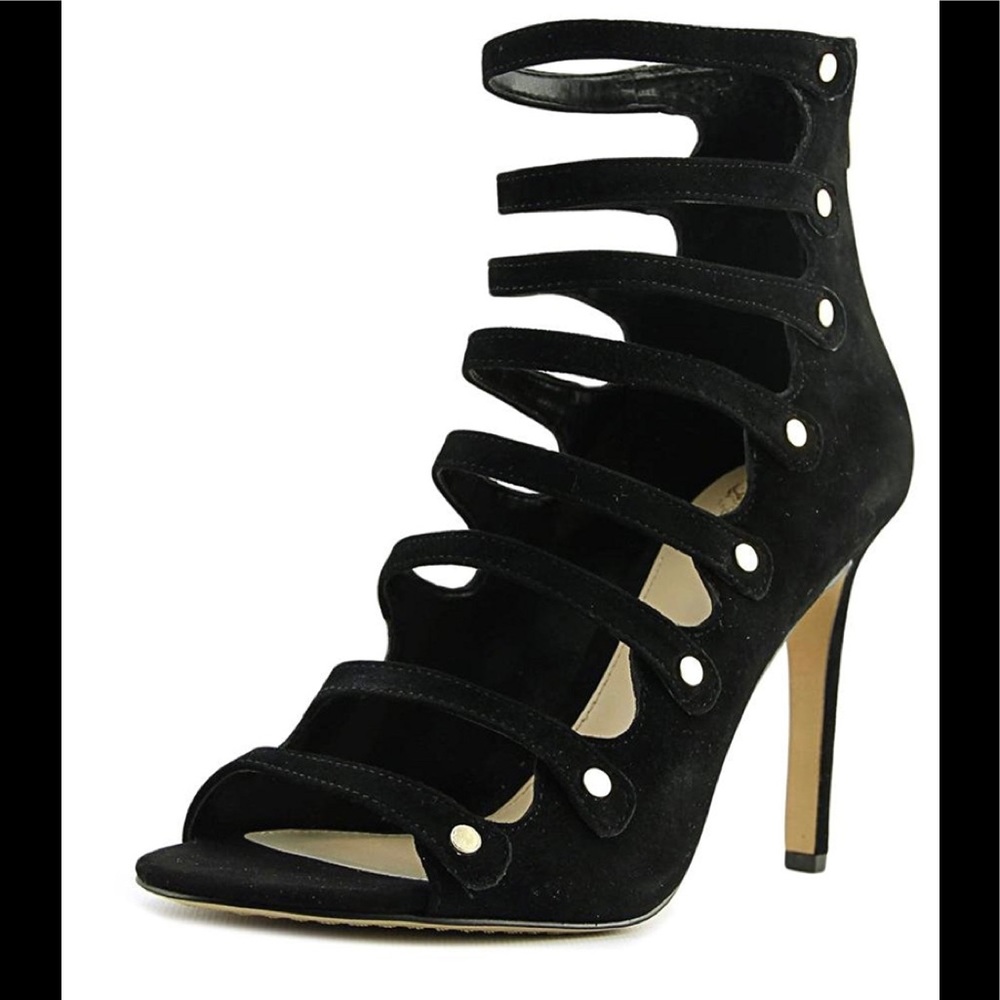 Vince Camuto Kanastas Multi-strap Suede Dress Sandals Size 11M Black
